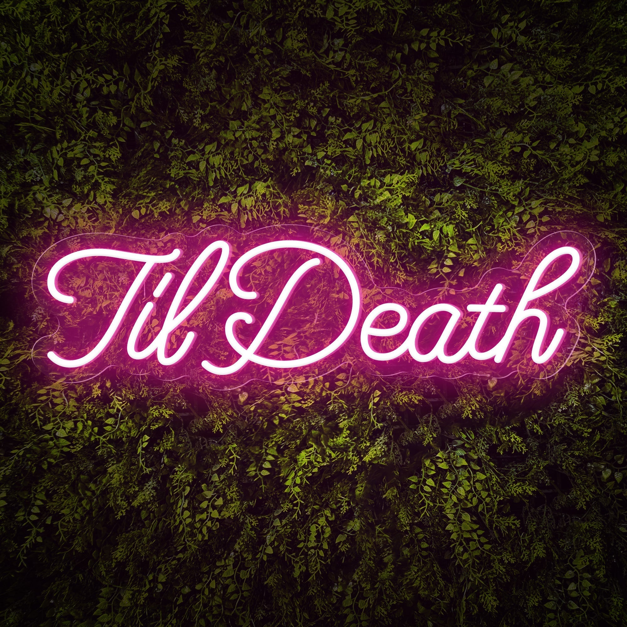 "TilDeath" Curlicued Words Neon Sign for Room