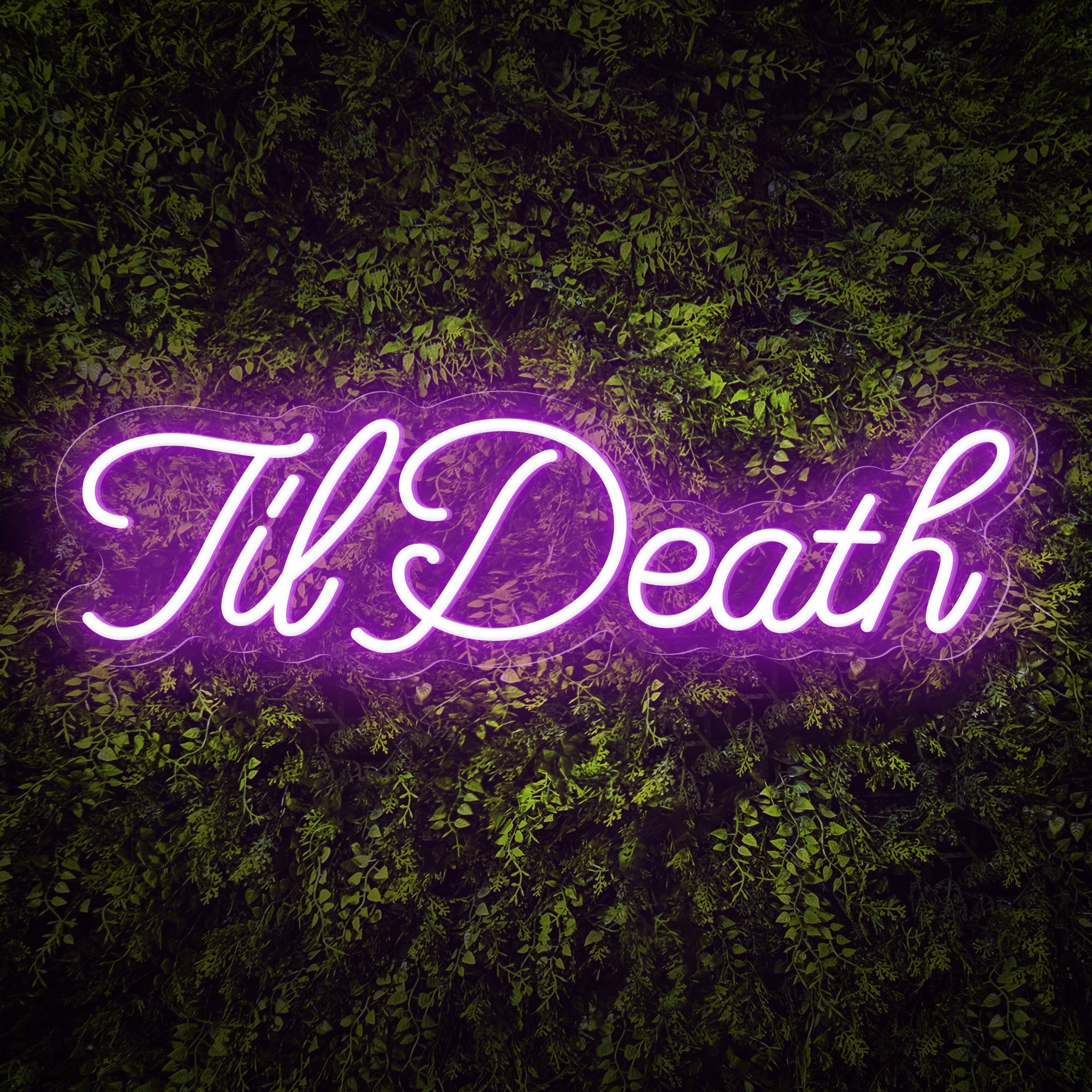 "TilDeath" Curlicued Words Neon Sign for Room