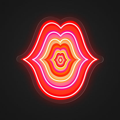 Kiss Kiss Lips Geometric Art LED Neon Sign