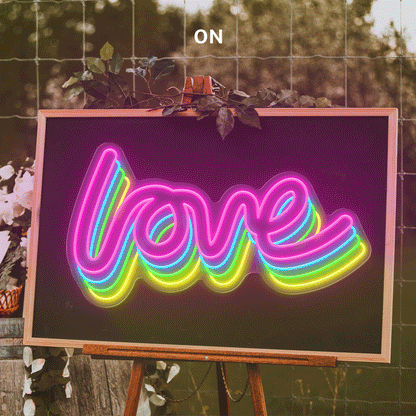 Polychrome "love" Word Neon Sign